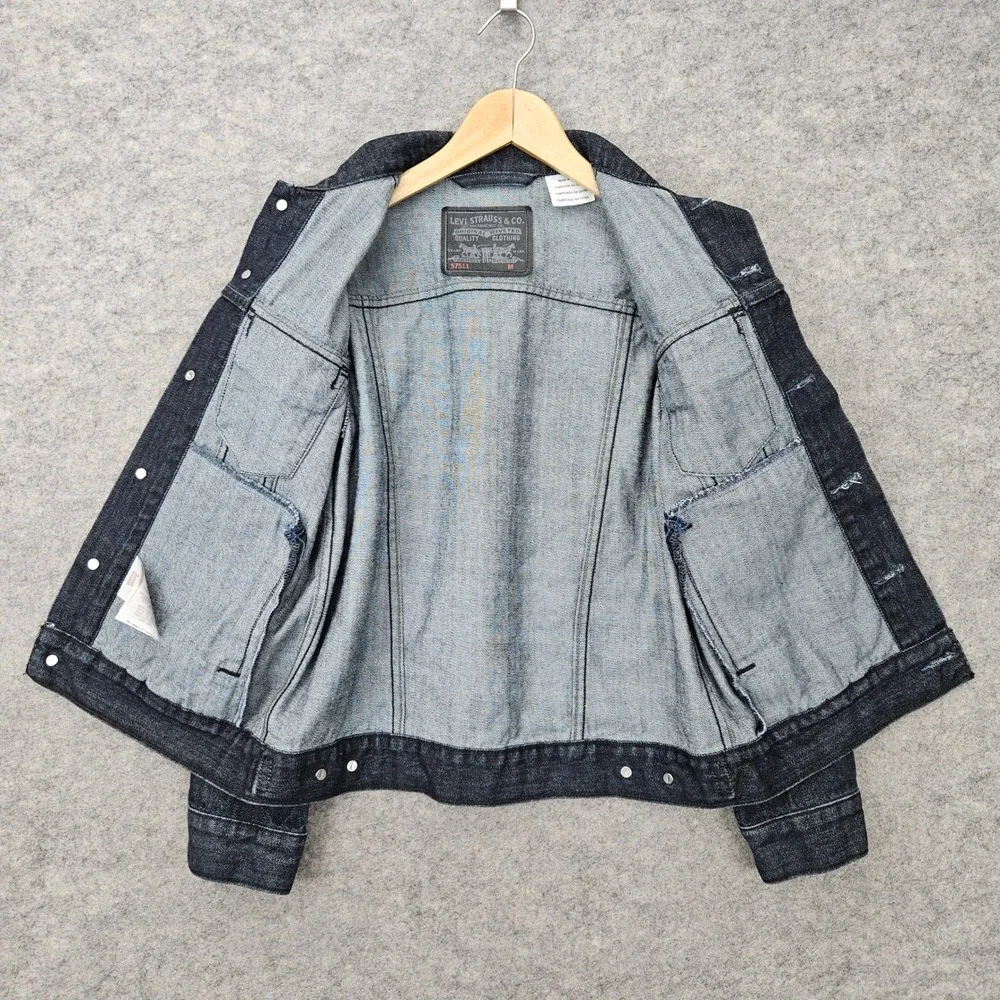 Levi's Youth Dark Wash Denim Trucker Jacket‎ Size M 100% Cotton 57511 Button Up
